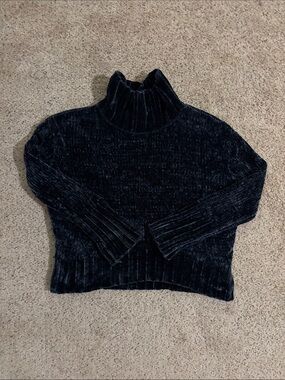 Chelsea & Theodore Velvet Dark blue Chenille Turtleneck Sweater